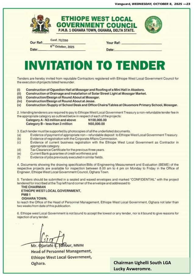 N200M CONSTITUENCY FUNDS FOR UGHELLI SOUTH LG: MATTERS ARISING, MR PhDÂ 